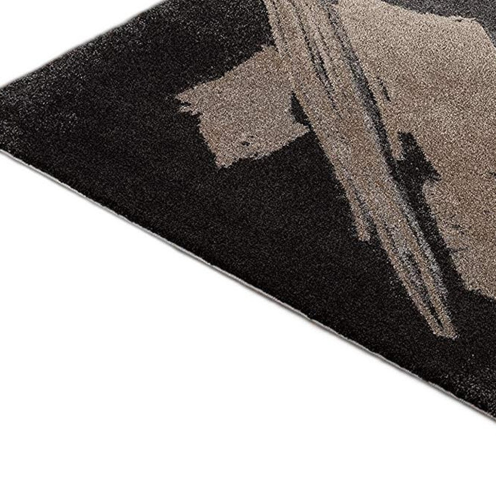 Gray and Tan Abstract Stroke Area Rug - 4’ x 6’