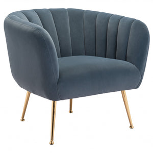 Gray and Gold Super Soft Vertical Channel Accent Club Chair