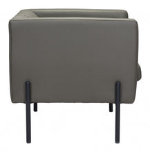 Dark Khaki Green and Black Modern Cube Faux Leather Accent Chair