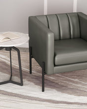 Dark Khaki Green and Black Modern Cube Faux Leather Accent Chair