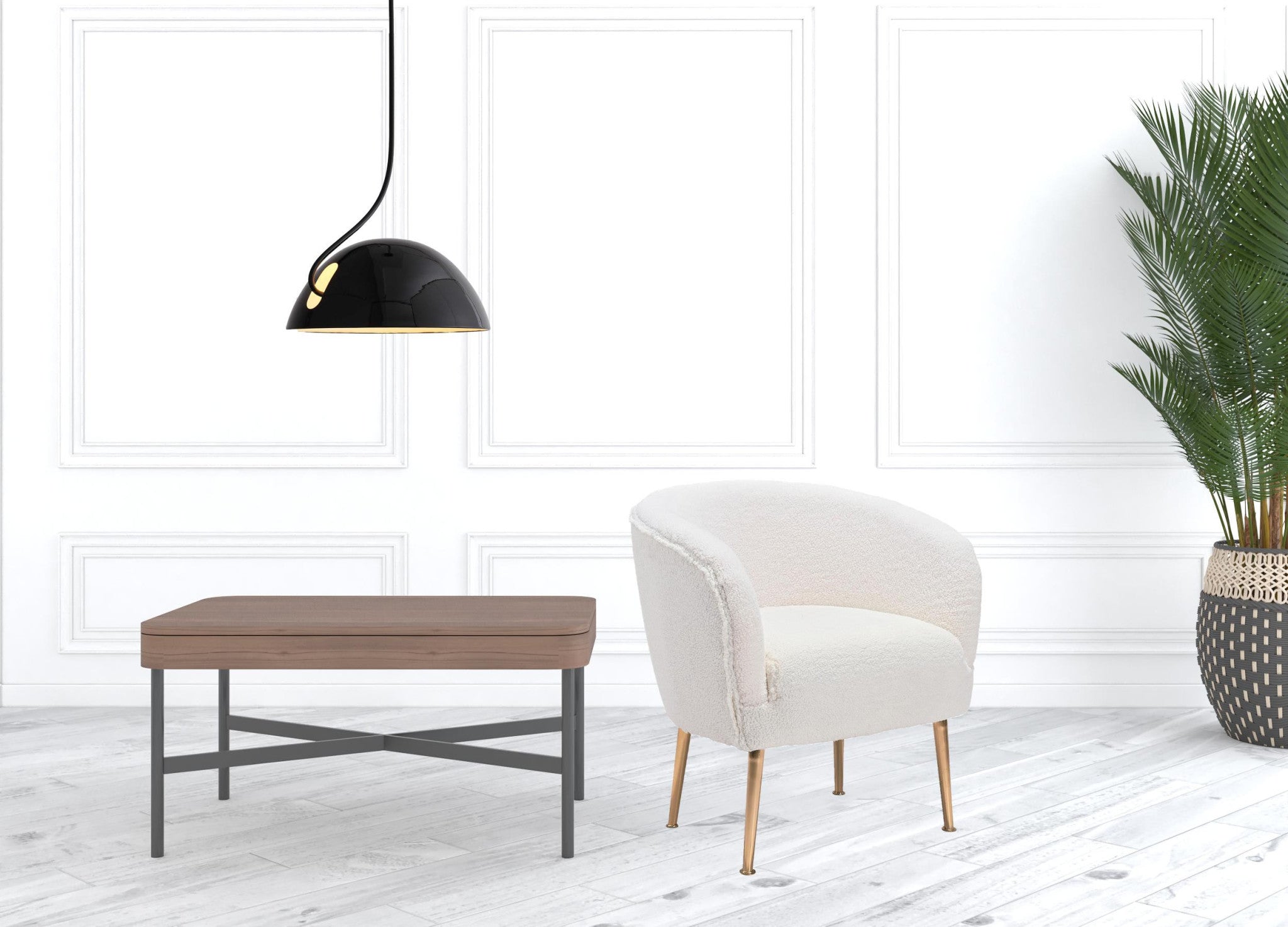 29 英寸米色夏爾巴人和金色扶手椅