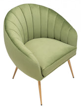 Mossy Green and Gold Curve Vertical Channel Accent Club Chair