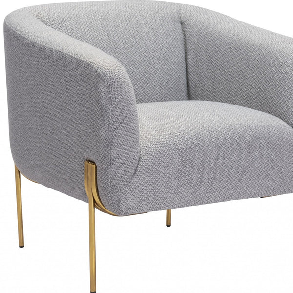 Gray and Gold Textural Upholstered Accent Armchair