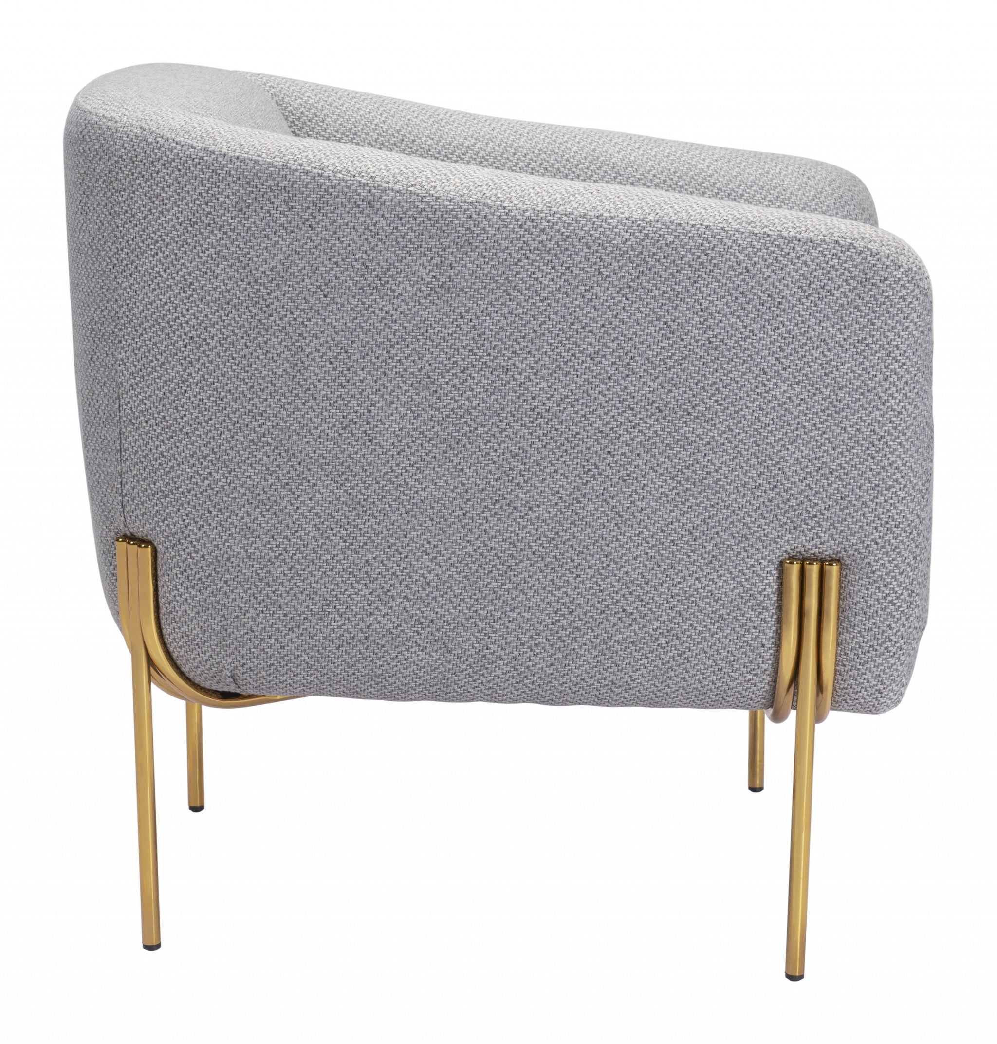 Gray and Gold Textural Upholstered Accent Armchair