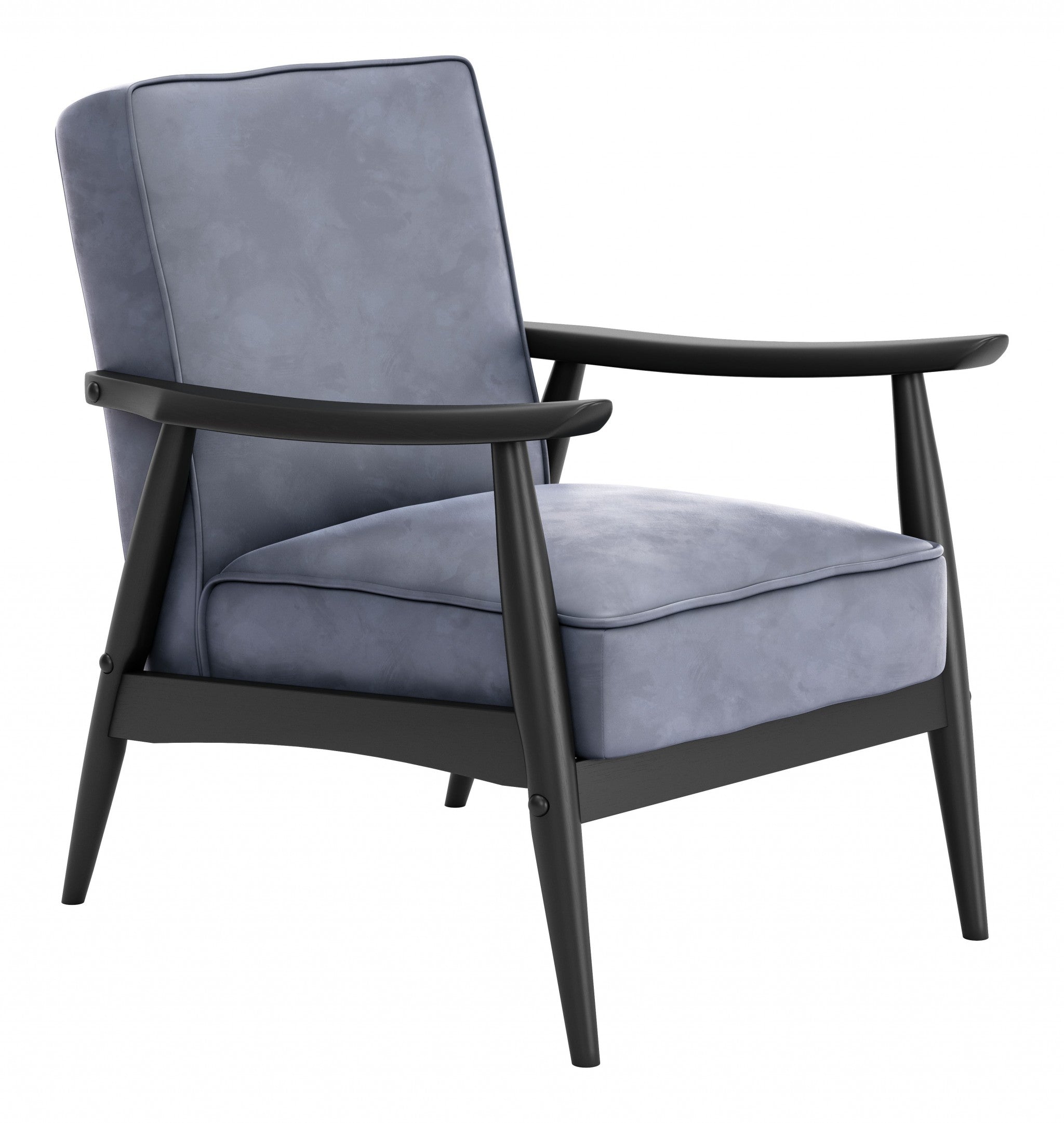 Gray Velvet And Black Arm Chair 32"