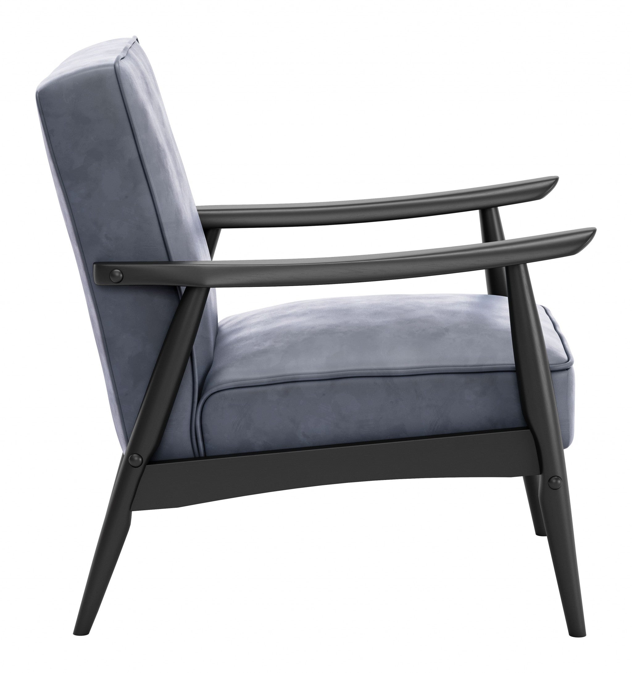 Gray Velvet And Black Arm Chair 32"