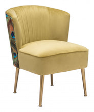 Gold Velvet Peacock Print Side Chair 26