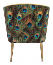 Gold Velvet Peacock Print Side Chair 26