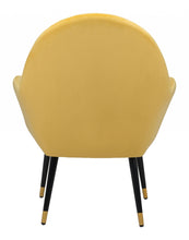 Golden Yellow Comfy Curvy Velvet and Black Accent Chair