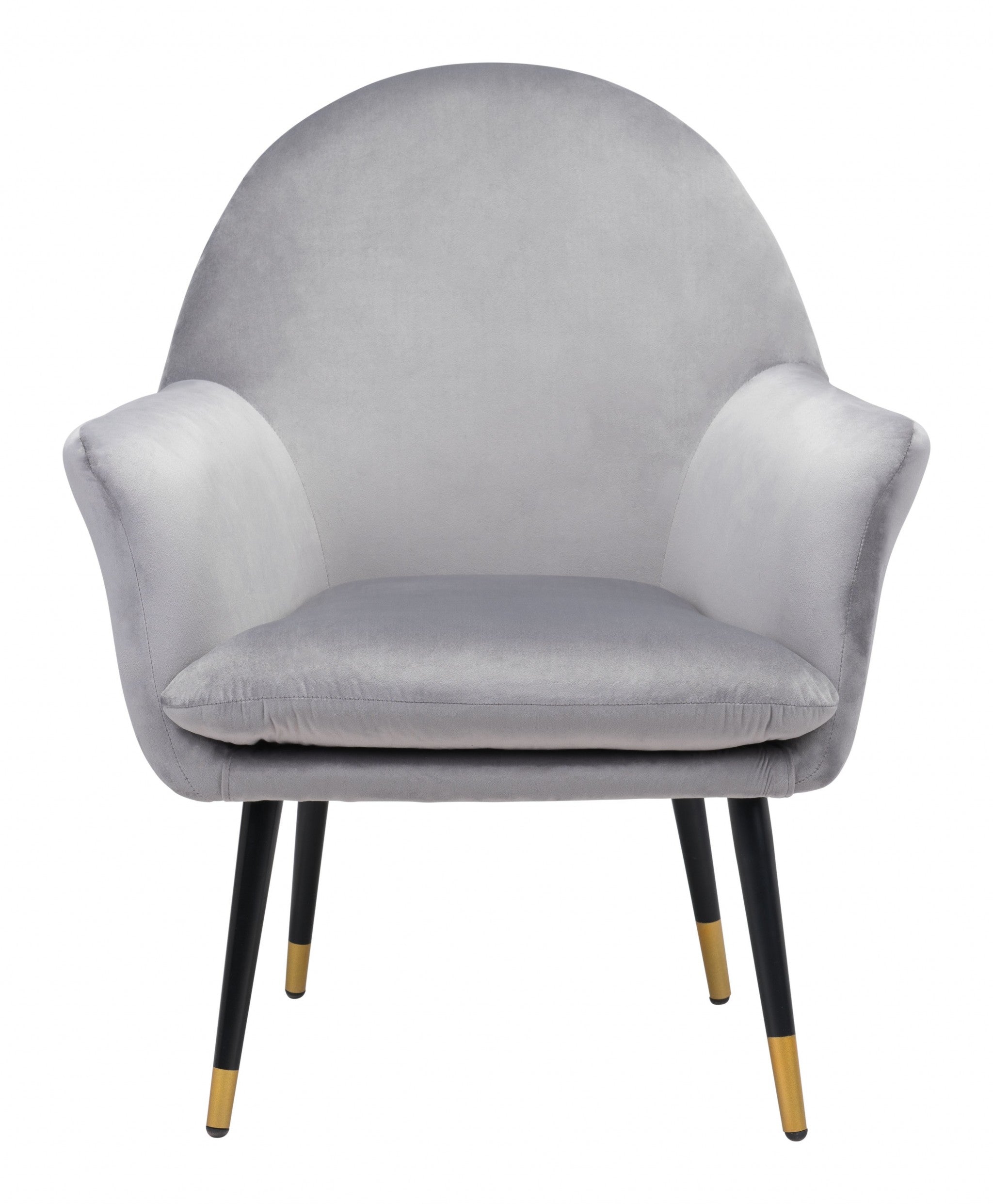 Gray Comfy Curvy Velvet and Black Accent Chair