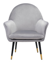 Gray Comfy Curvy Velvet and Black Accent Chair