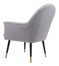 Gray Comfy Curvy Velvet and Black Accent Chair