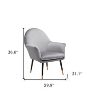 Gray Comfy Curvy Velvet and Black Accent Chair