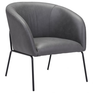 28 英寸灰色人造皮革和金色扶手椅