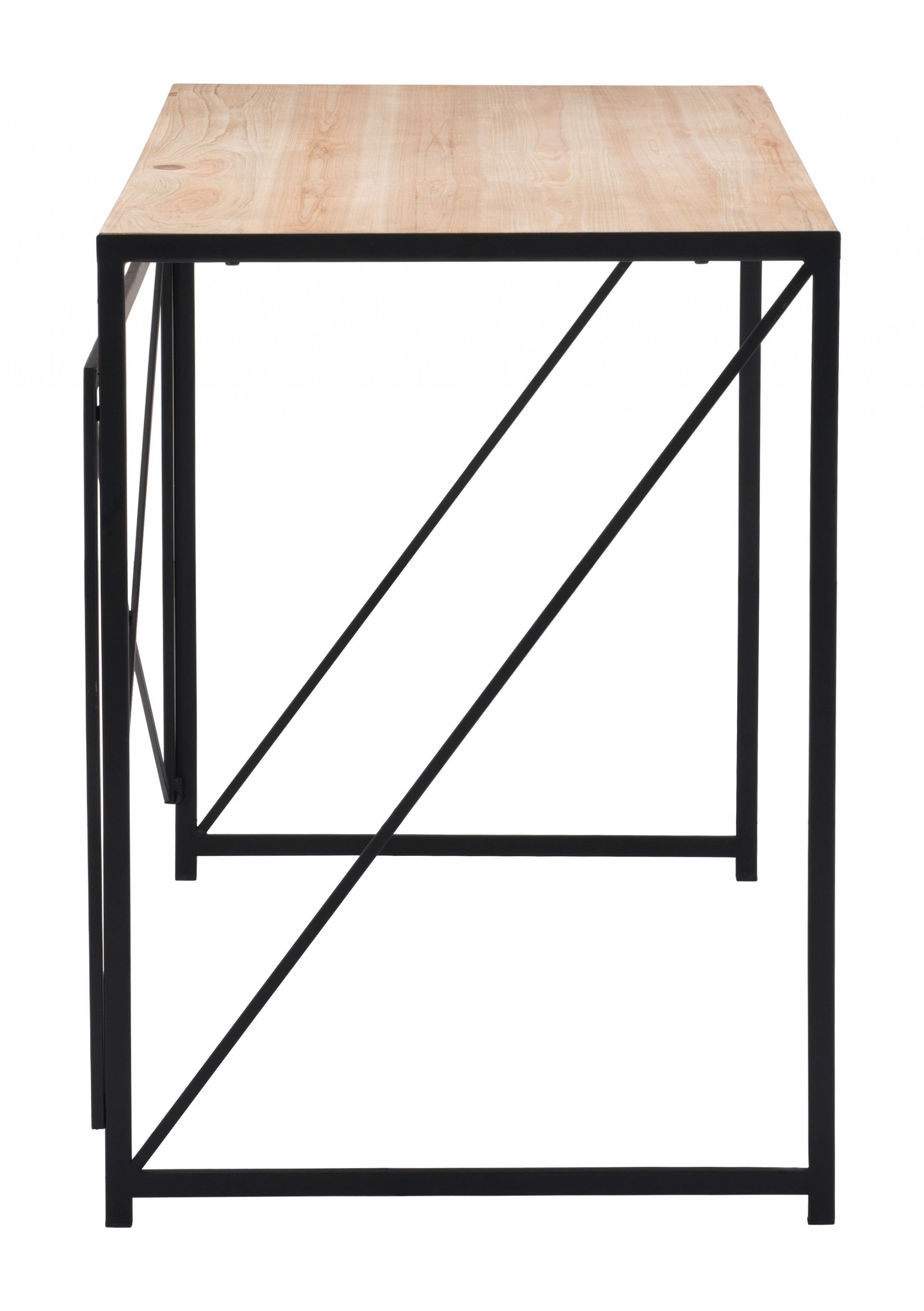 Light Natural Wood and Black Table Desk