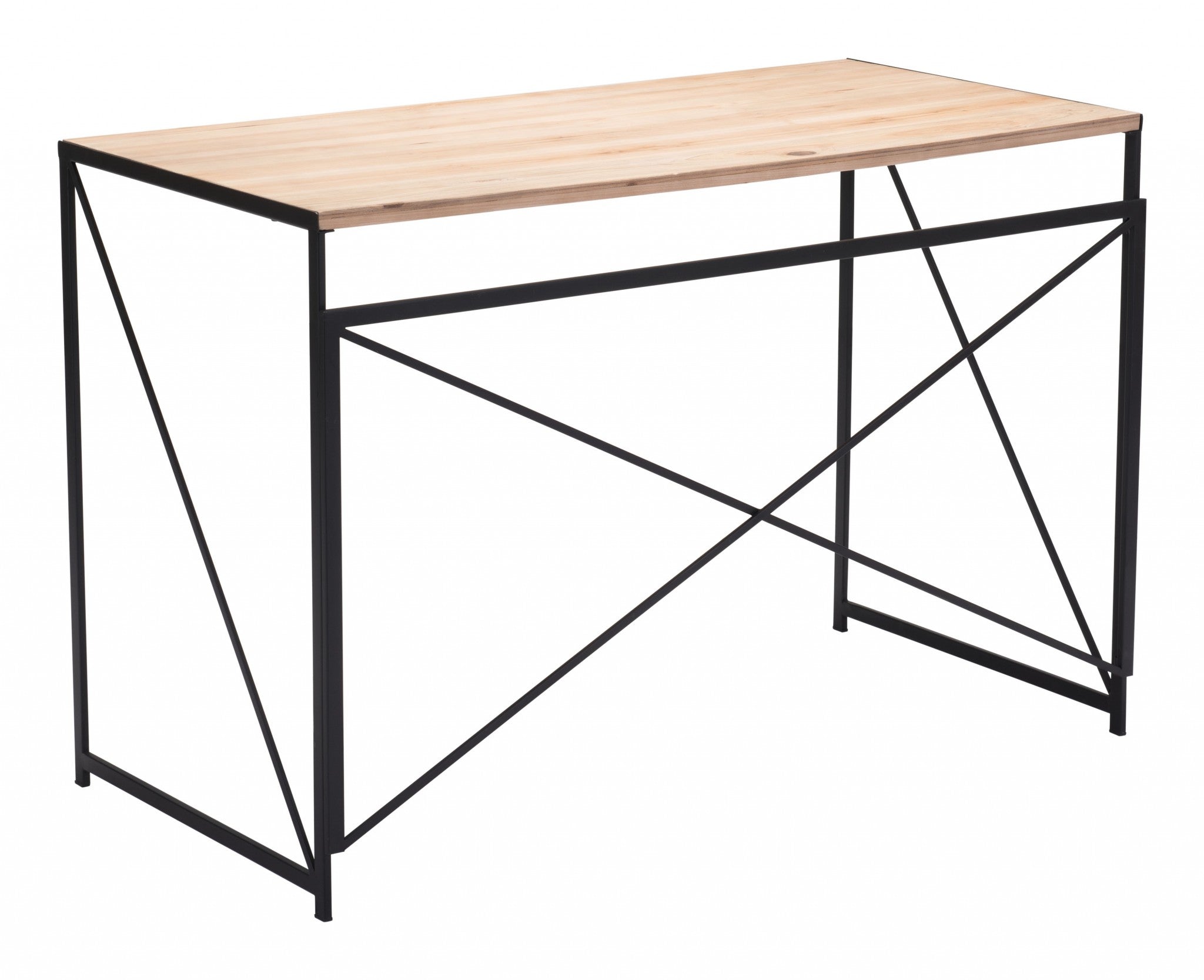 Light Natural Wood and Black Table Desk