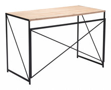 Light Natural Wood and Black Table Desk