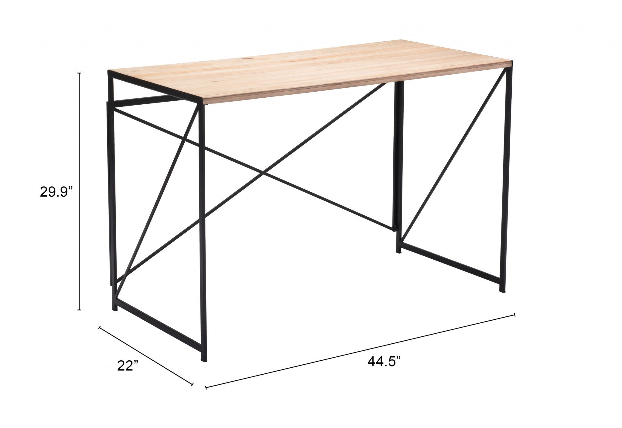 Light Natural Wood and Black Table Desk