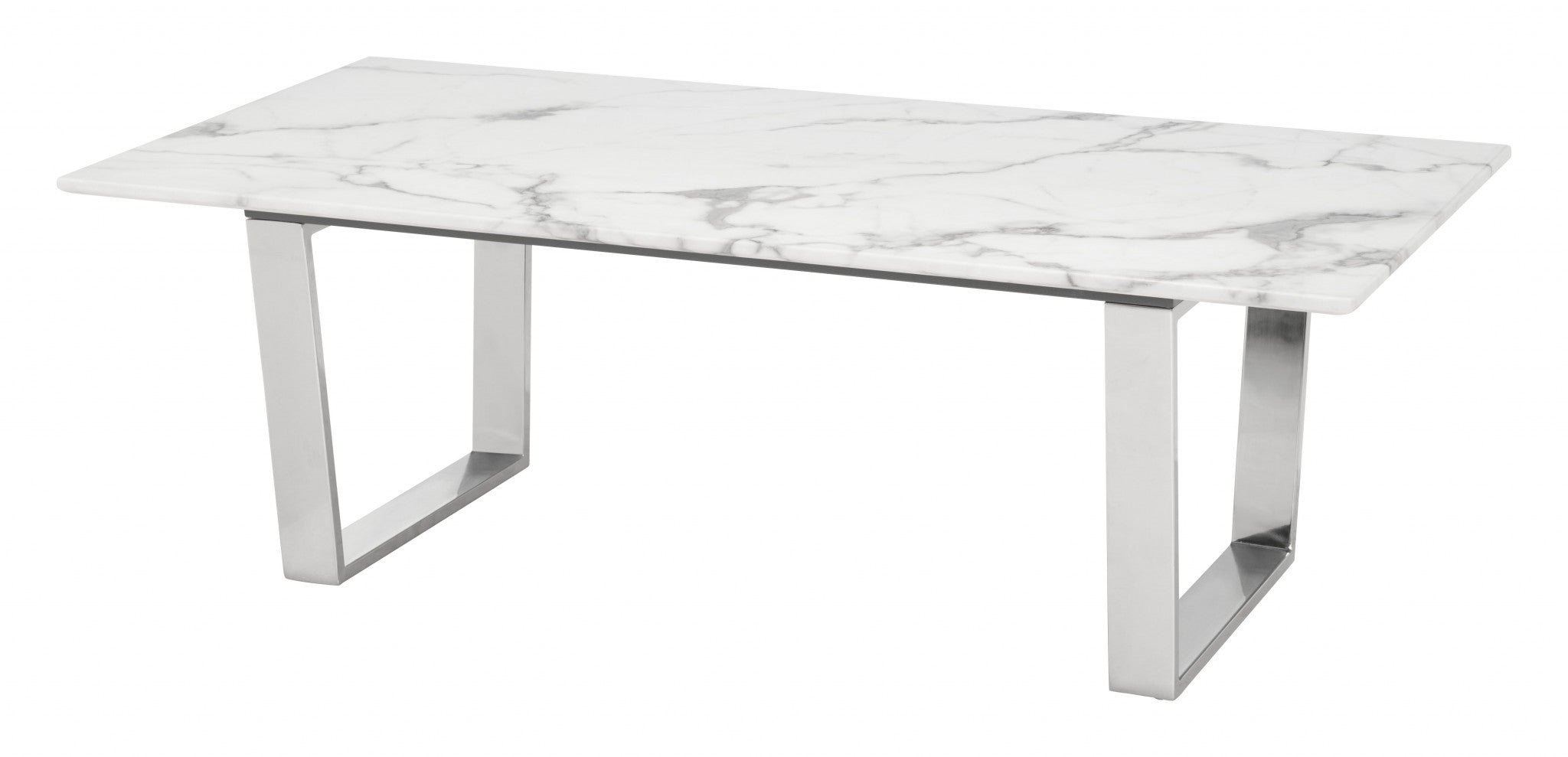 Mesa de centro de acero y mármol sintético blanco Designer's Choice