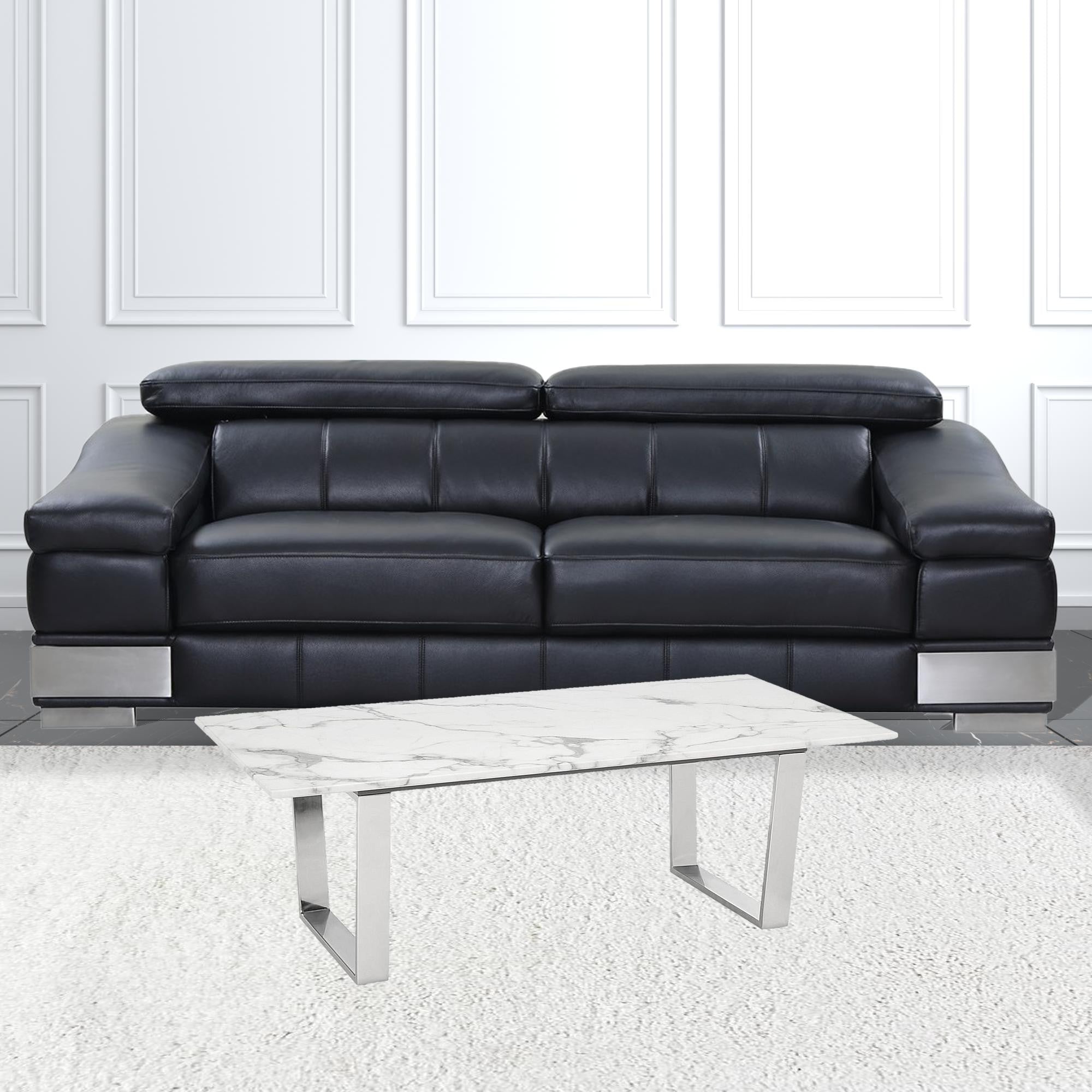 Mesa de centro de acero y mármol sintético blanco Designer's Choice