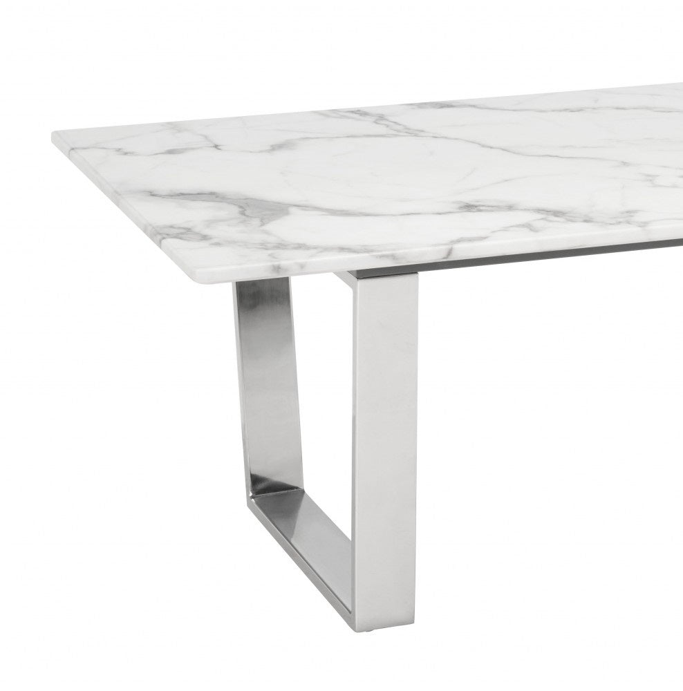 Mesa de centro de acero y mármol sintético blanco Designer's Choice