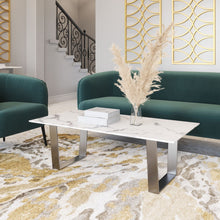 Mesa de centro de acero y mármol sintético blanco Designer's Choice