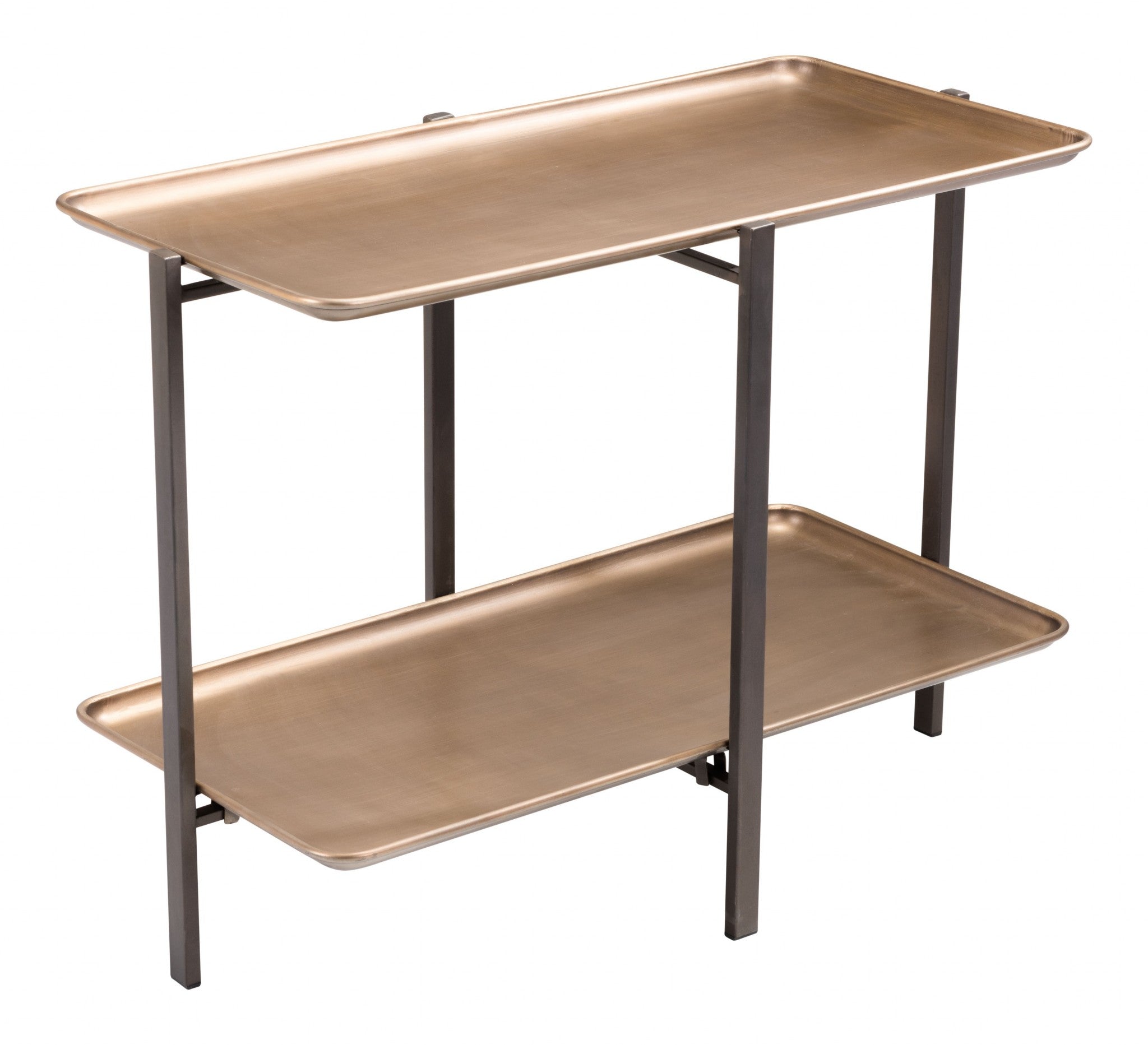 Mesa de centro rectangular de dos niveles en negro y dorado de 33"