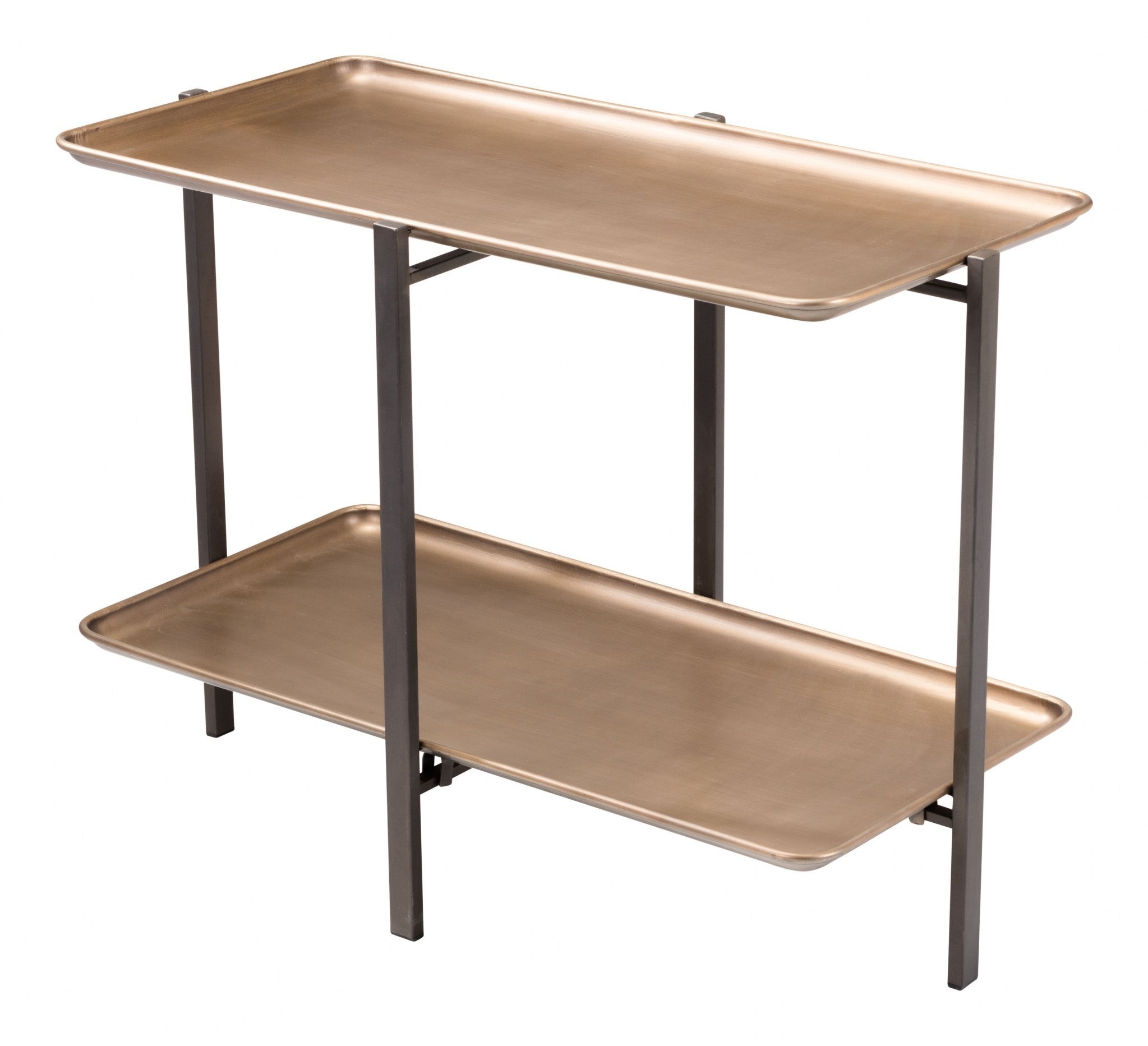 Mesa de centro rectangular de dos niveles en negro y dorado de 33"
