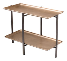 Mesa de centro rectangular de dos niveles en negro y dorado de 33