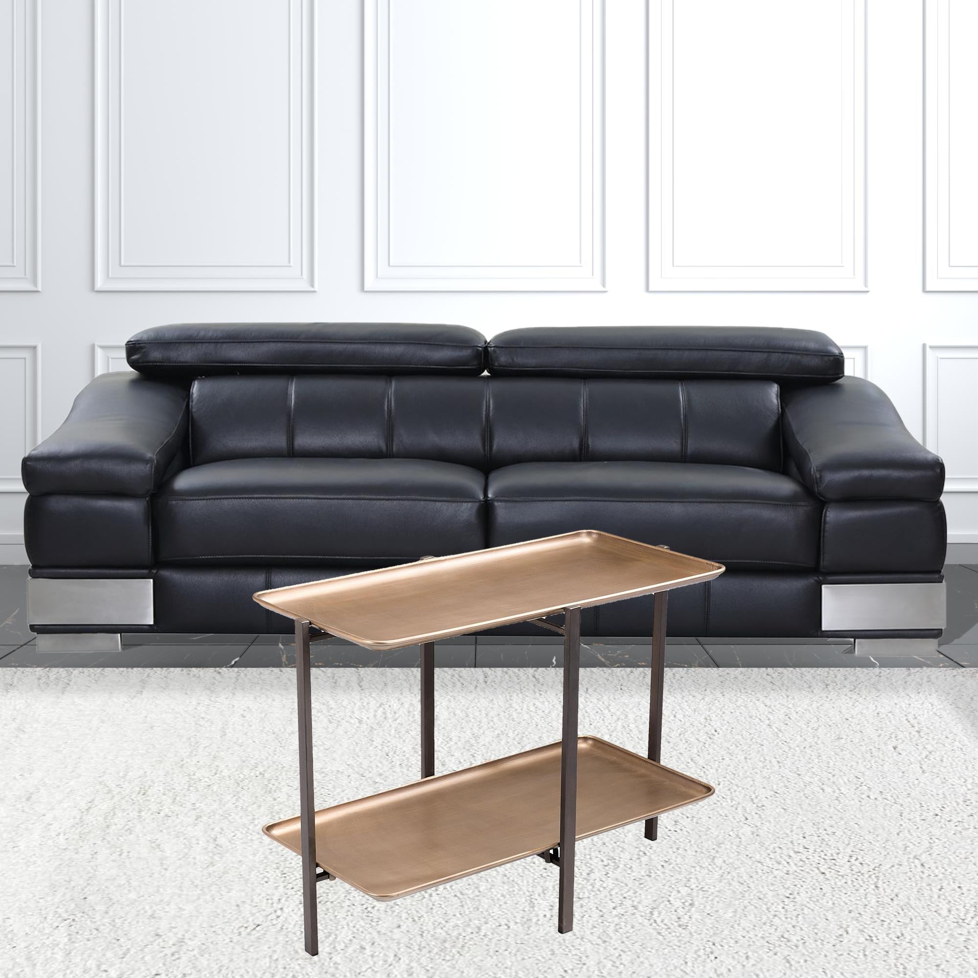Mesa de centro rectangular de dos niveles en negro y dorado de 33"