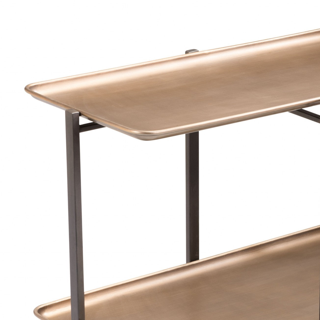 Mesa de centro rectangular de dos niveles en negro y dorado de 33"