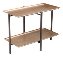 Mesa de centro rectangular de dos niveles en negro y dorado de 33