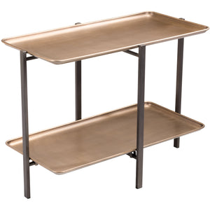 Mesa de centro rectangular de dos niveles en negro y dorado de 33"