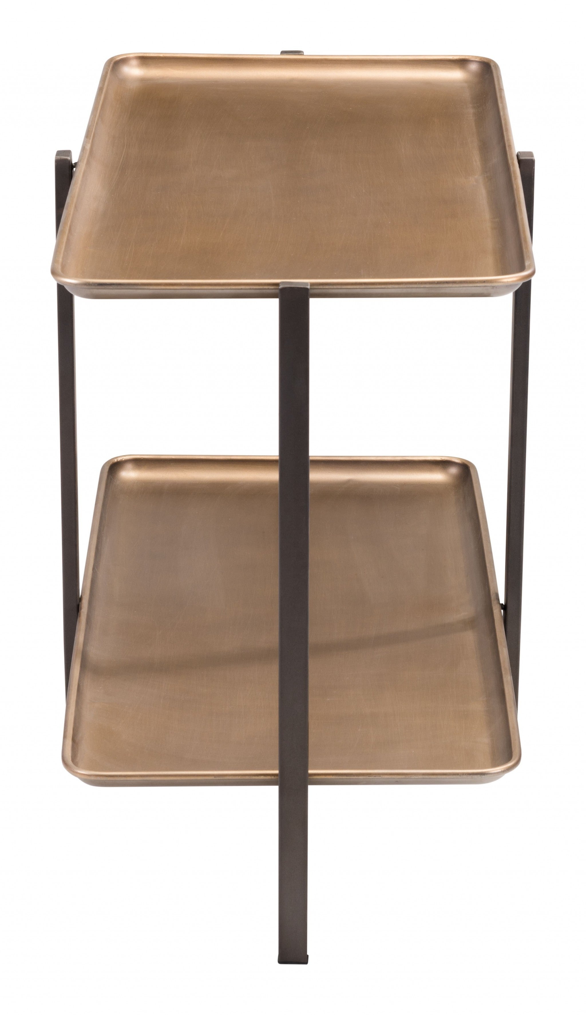 Mesa de centro rectangular de dos niveles en negro y dorado de 33"