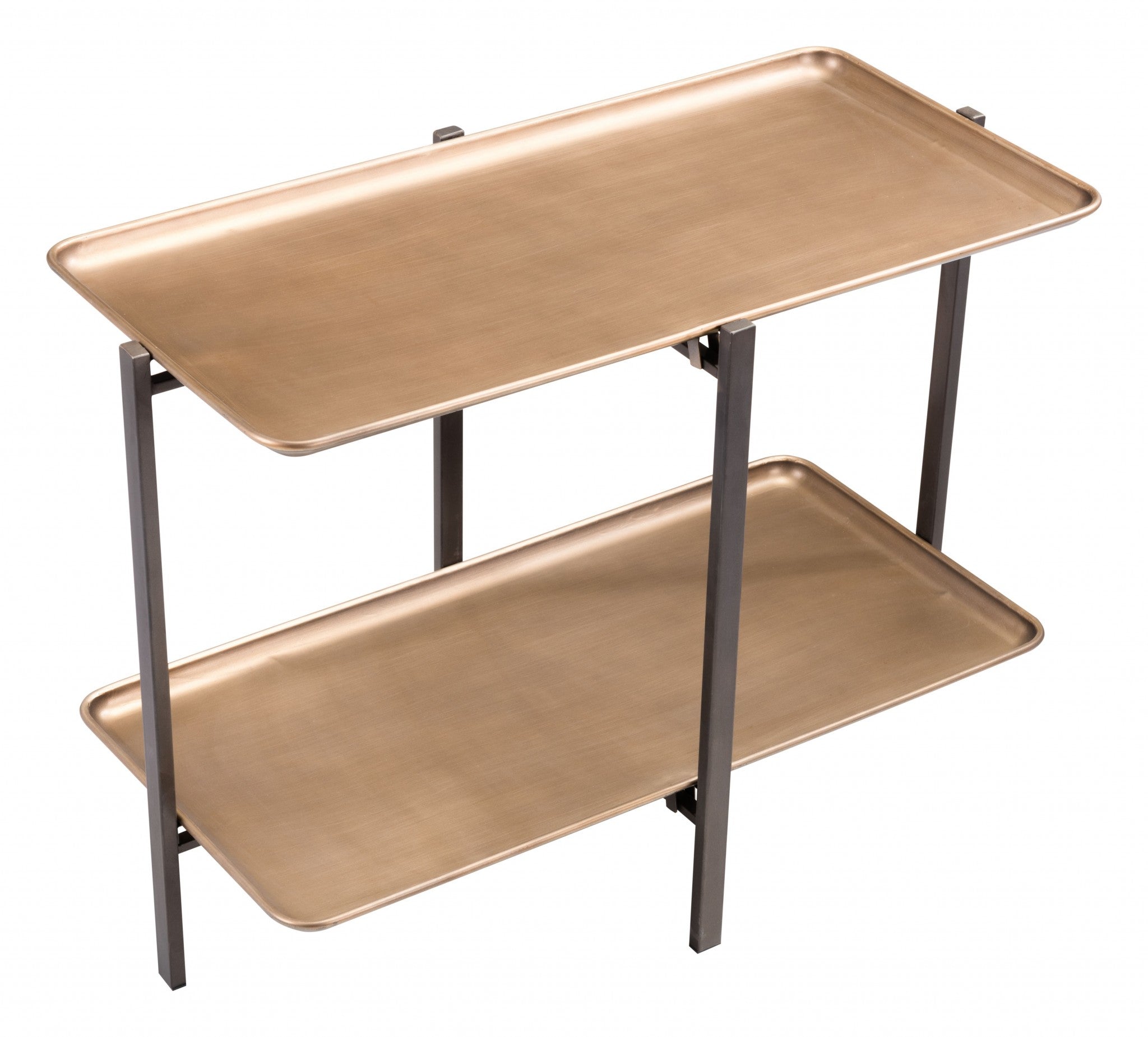 Mesa de centro rectangular de dos niveles en negro y dorado de 33"