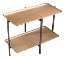 Mesa de centro rectangular de dos niveles en negro y dorado de 33