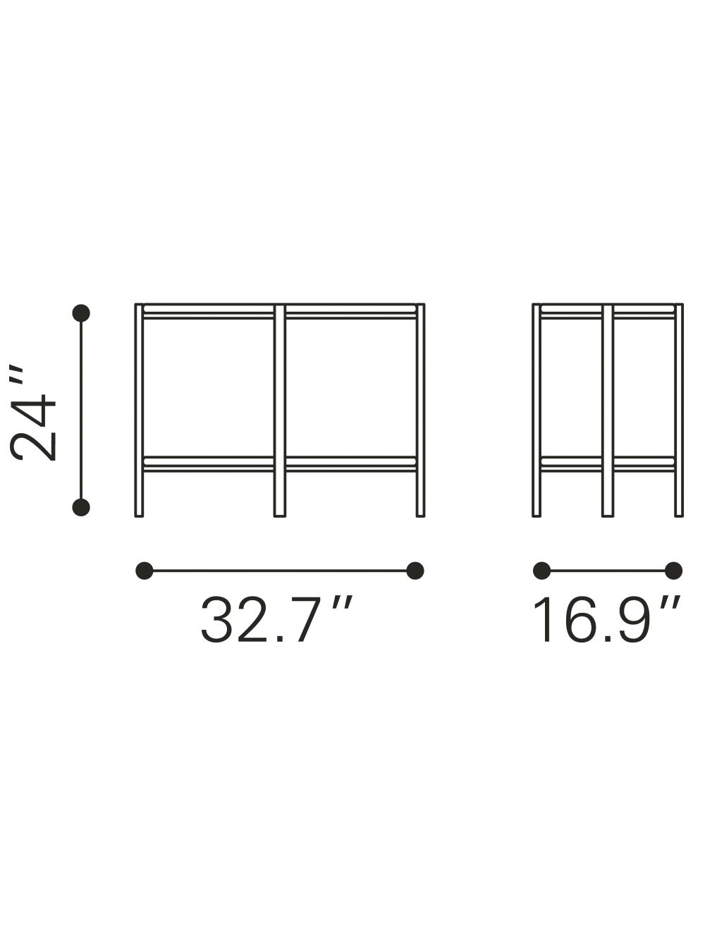 Mesa de centro rectangular de dos niveles en negro y dorado de 33"