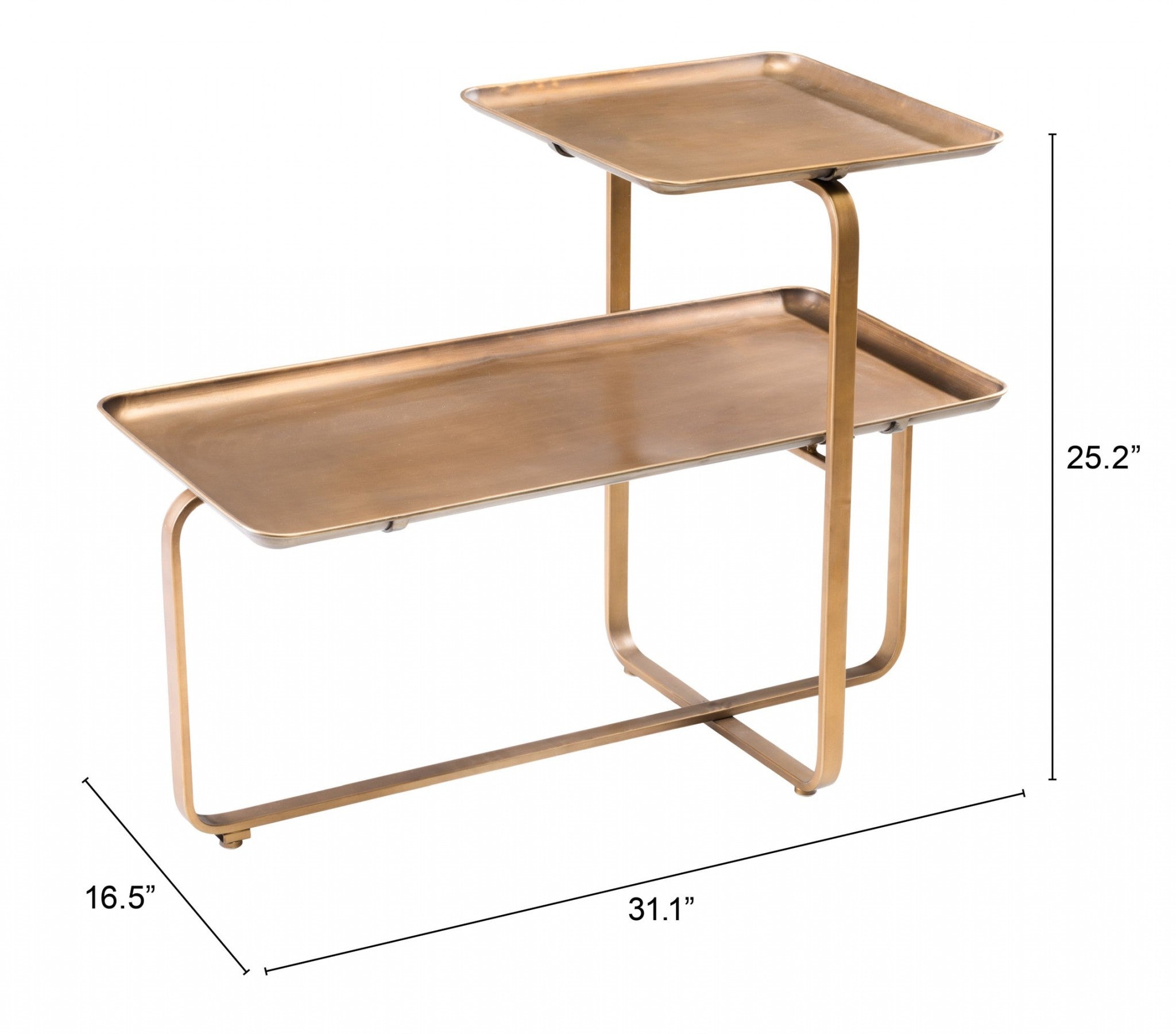 31 英寸金色方形和長方形兩層咖啡桌