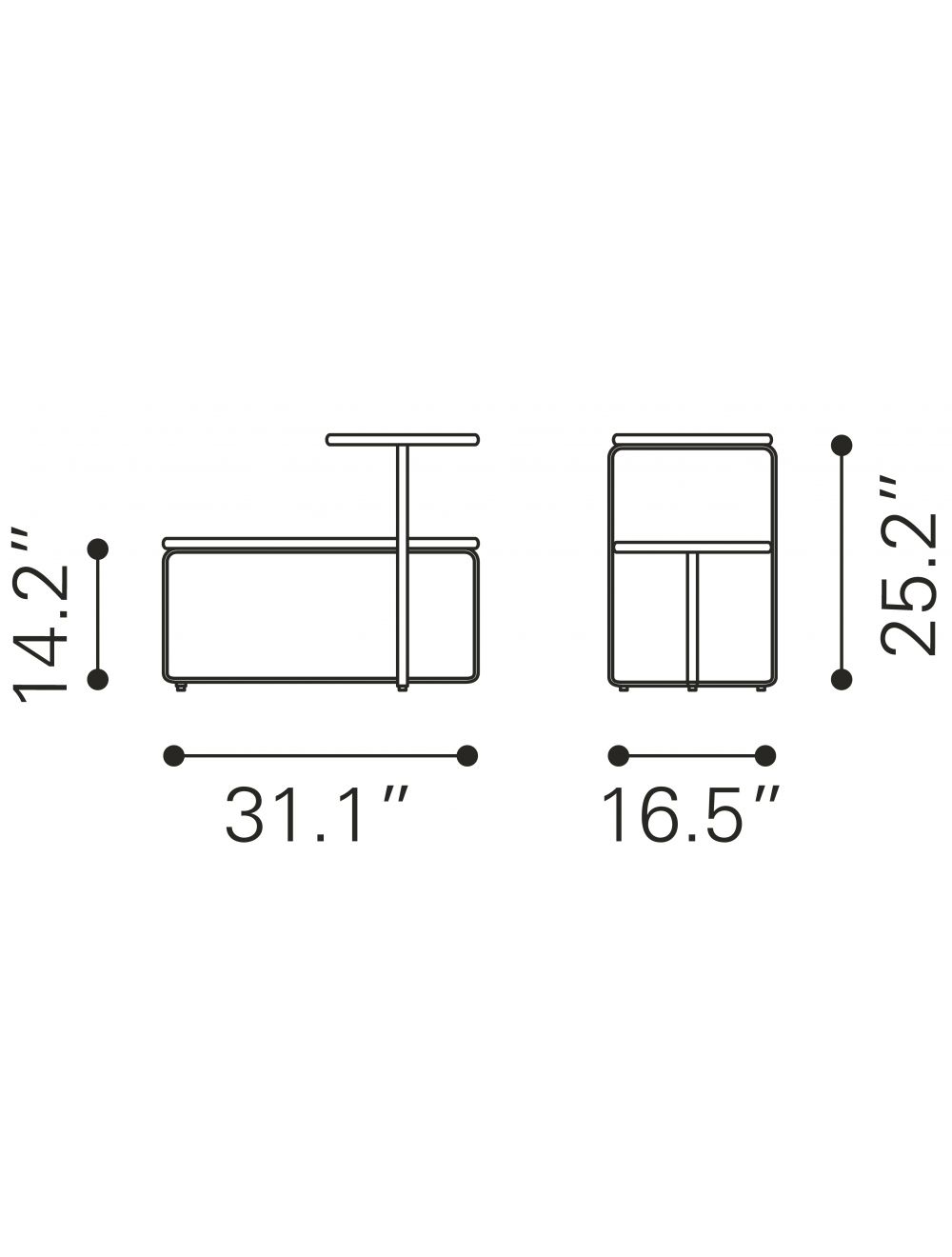 31 英寸金色方形和長方形兩層咖啡桌