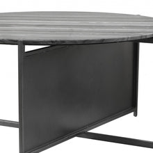 Mesa de centro redonda de mármol genuino negro y gris de 36