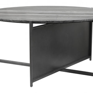 Mesa de centro redonda de mármol genuino negro y gris de 36"