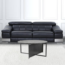 Mesa de centro redonda de mármol genuino negro y gris de 36