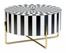 Black White and Gold Modern Deco Round Resin Coffee Table 30