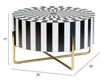 Black White and Gold Modern Deco Round Resin Coffee Table 30