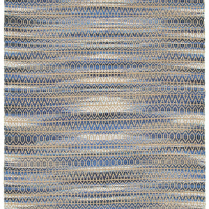 9’ x 12’ Round Navy and Tan Striated Area Rug