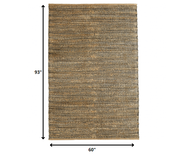 5’ x 8’ Gray and Natural Braided Striped Area Rug