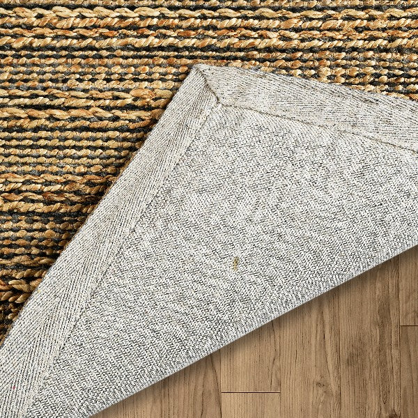 5’ x 8’ Gray and Natural Braided Striped Area Rug