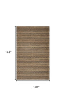 9’ x 13’ Tan and Black Intricate Striped Area Rug