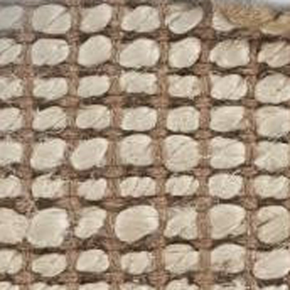 5’ x 8’ Tan and White Braid Border Area Rug