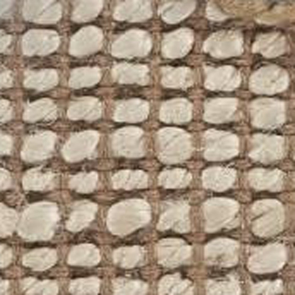 5’ x 8’ Tan and White Braid Border Area Rug